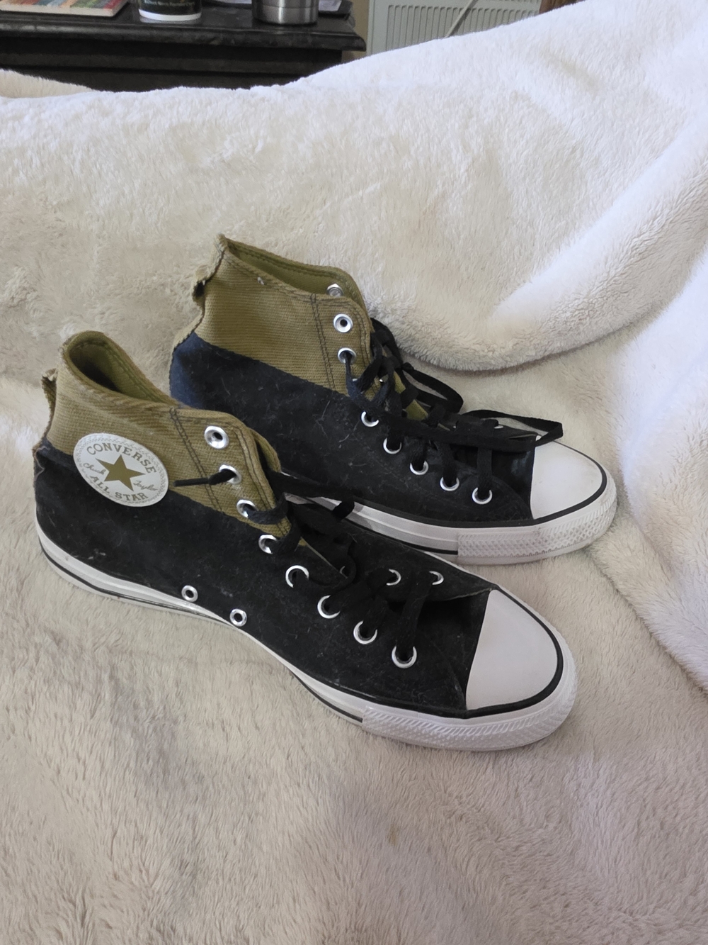 Converse Black and Olive High Top Sneakers
